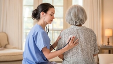 Healthcare professional examining patient
