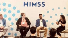 HIMSS panel with Gaurav Shivhare of CVS Health, Summer Blackerby of CoxHealth, Andy Molnar of the Digital Therapeutics Alliance, and Jessica Hagen of MobiHealthNews