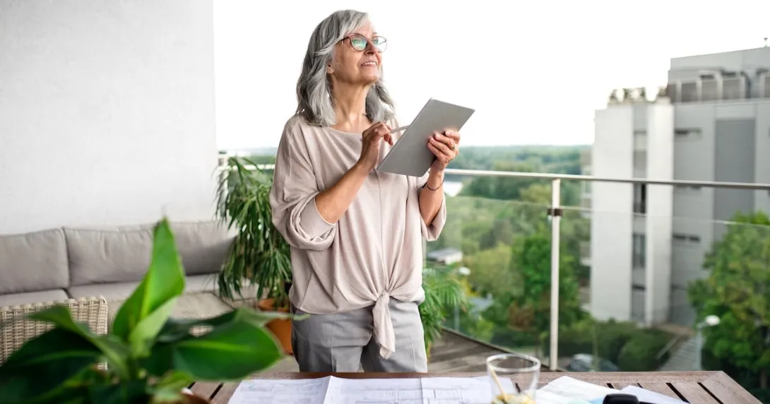 woman reviewing health information on a tablet