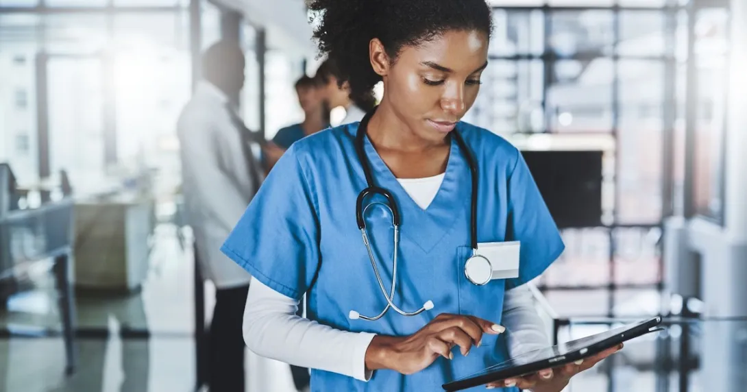 Healthcare provider on a tablet