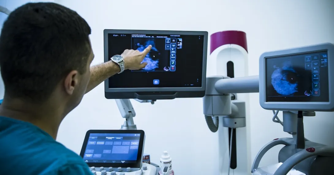 Healthcare practitioner review mammogram results