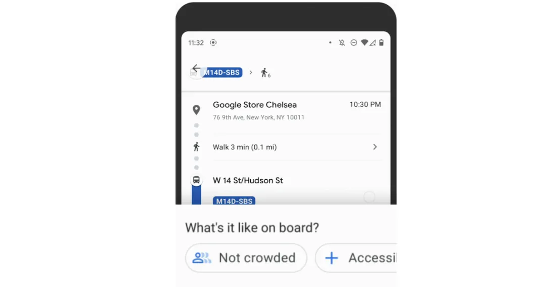 Google's public transit crowdedness tool