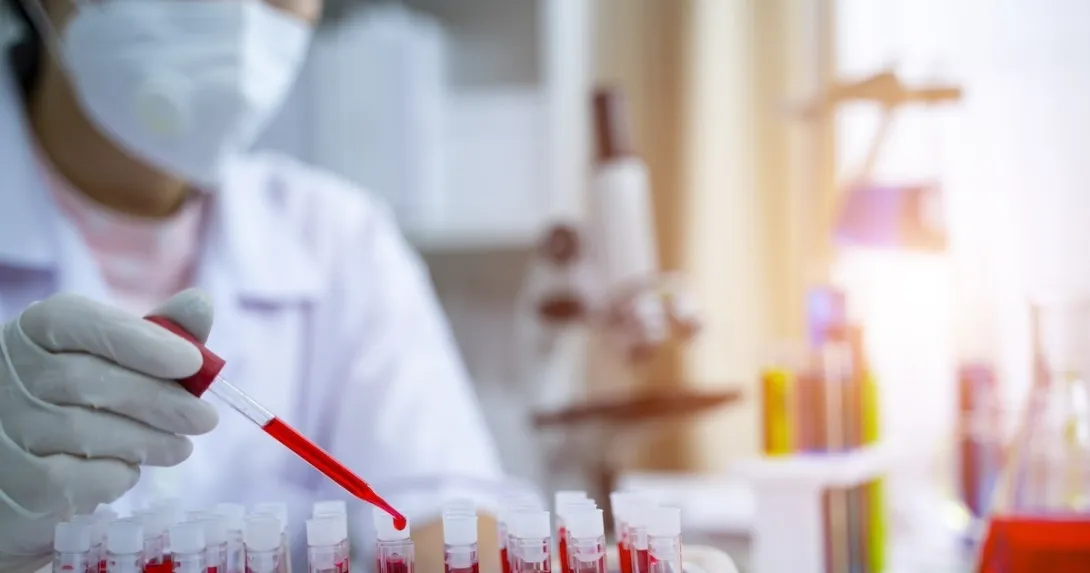 Clinician analyzing blood samples