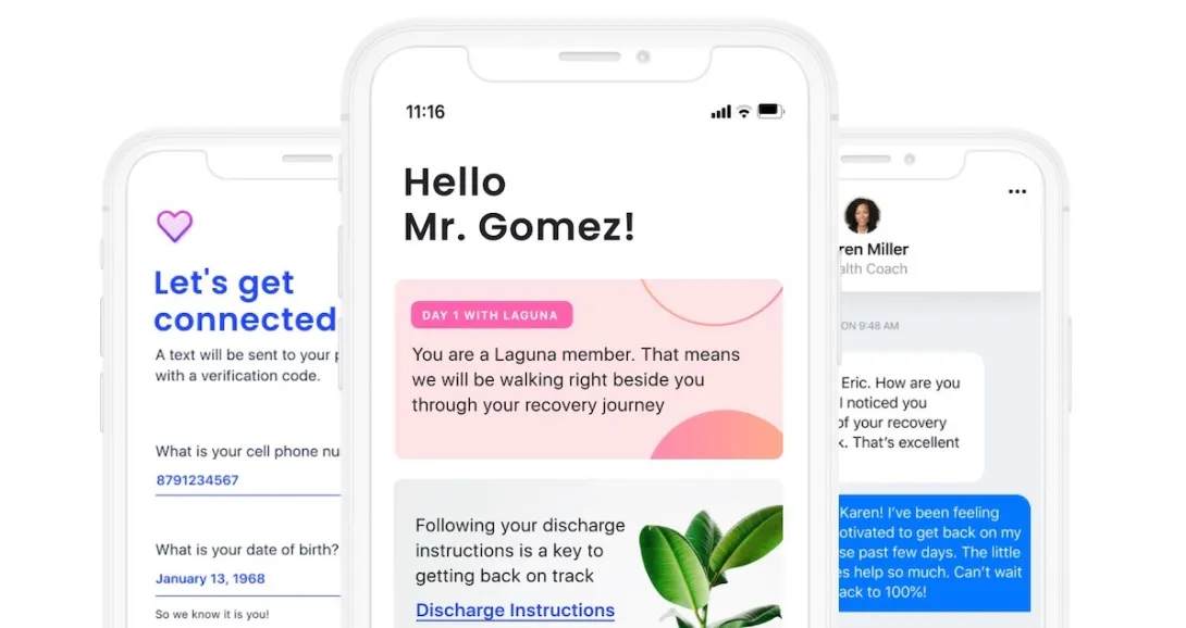 Smartphones showing the Laguna Health app