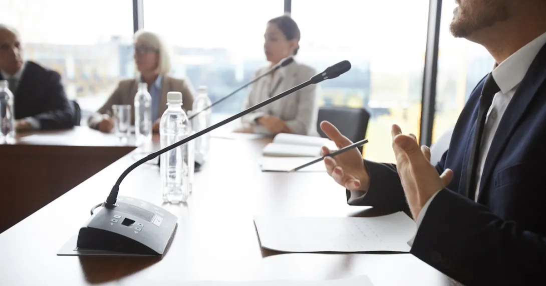 Employees meeting in a conference room