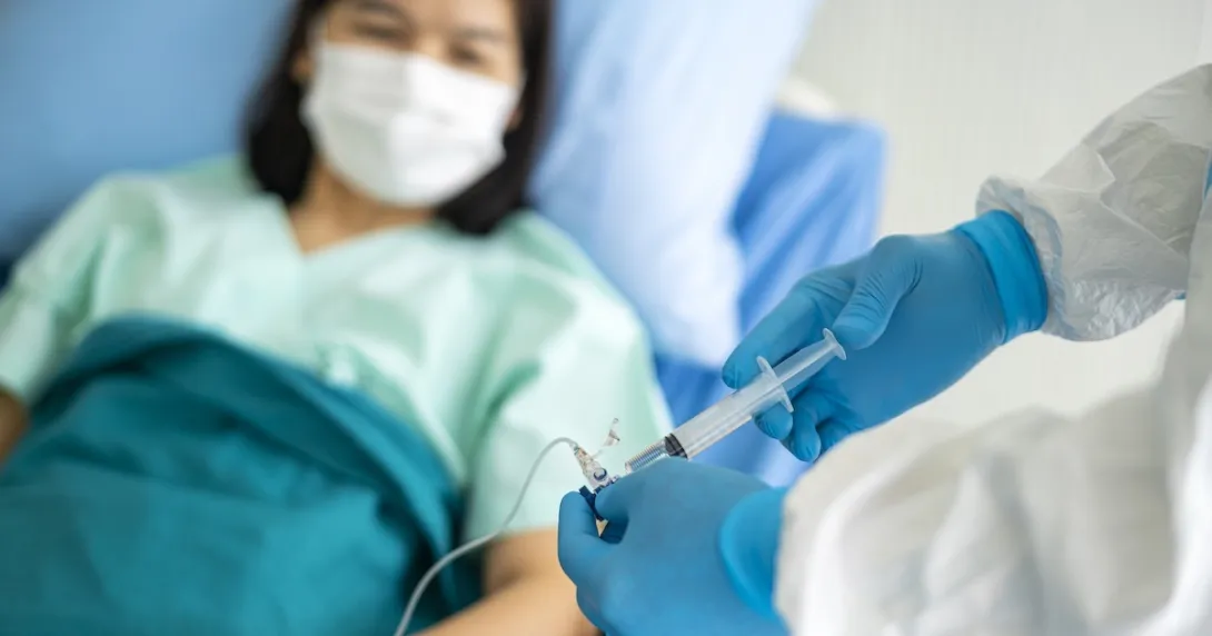 Patient receiving IV medication