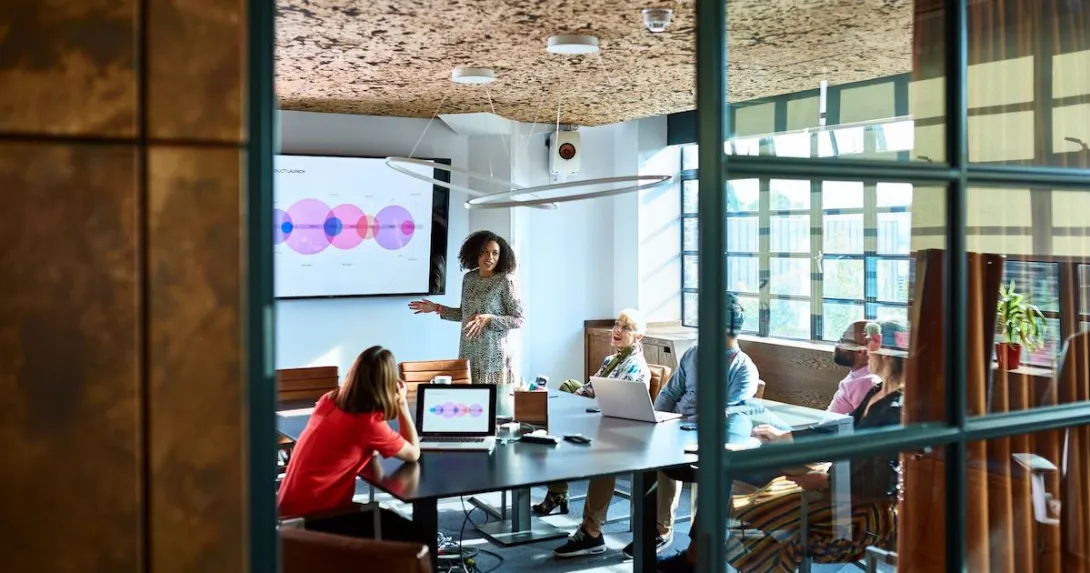 A person presenting to investors