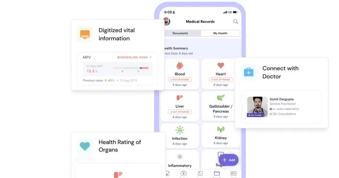 Alt text: Eka Care mobile app
