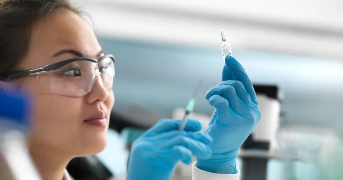 Person looking at needles